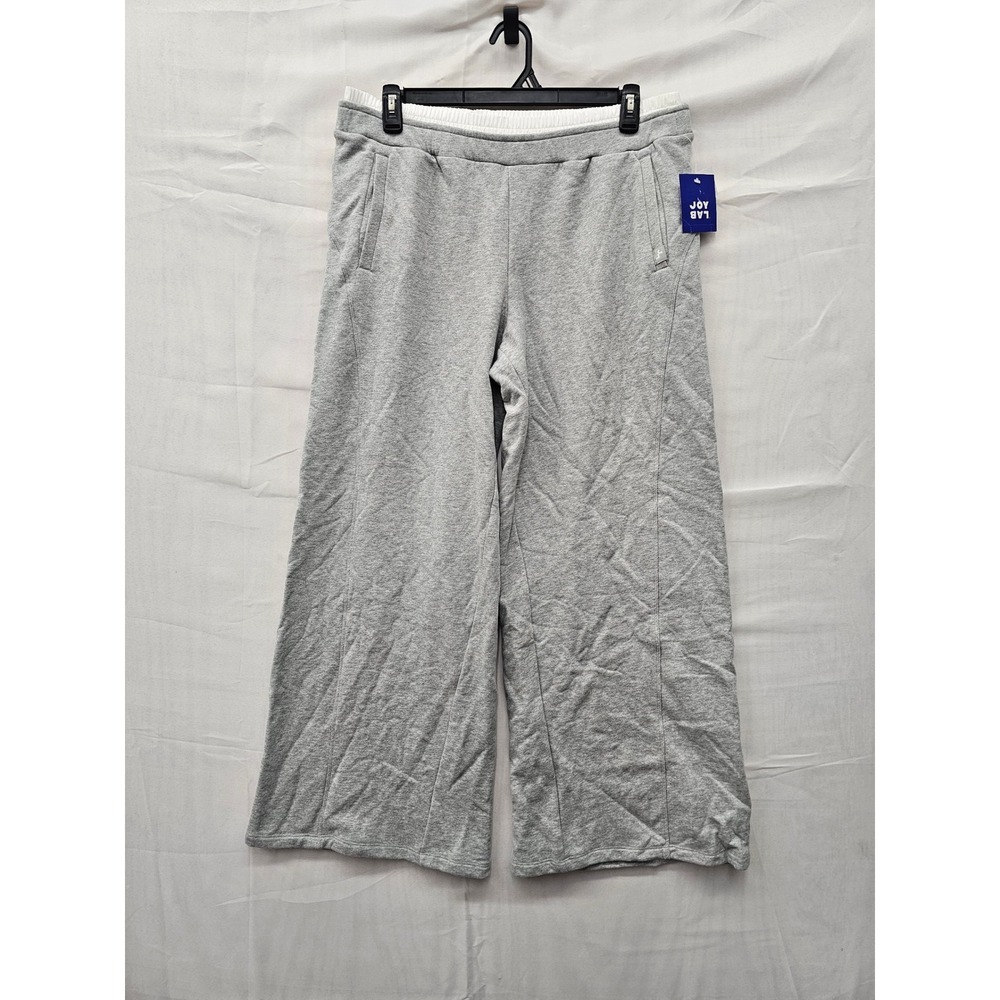 JoyLab Womens Wide Leg Sweatpants Gray Heather Cotton Blend Size Large